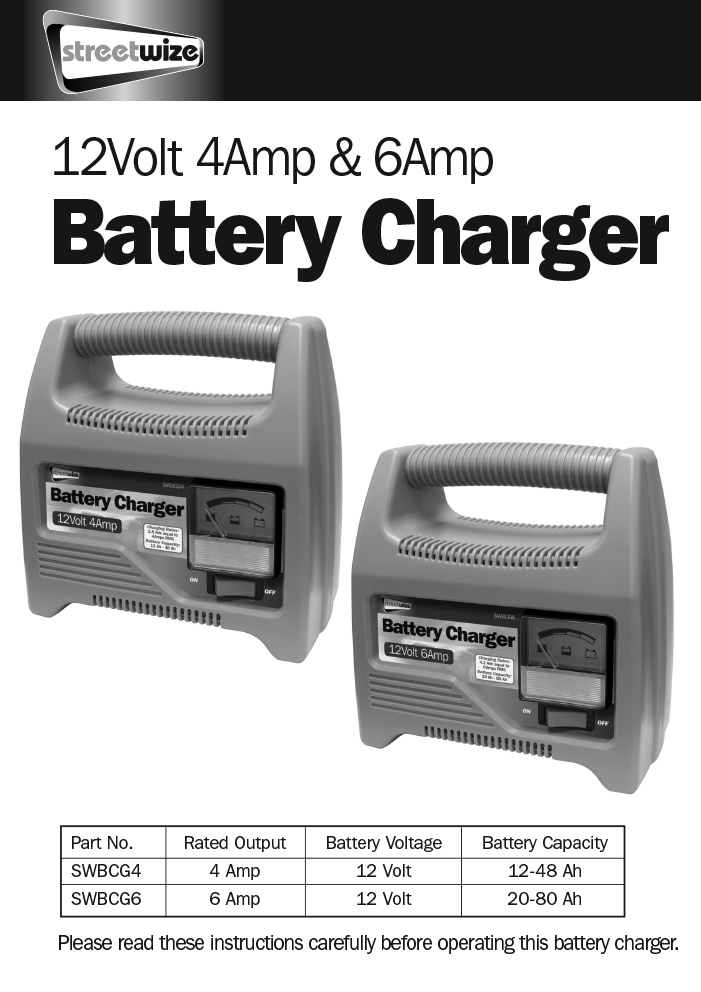 12V 4A Battery Charger (Analogue Display) - Streetwize Accessories